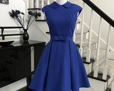 Blue Fitted Sleeveless Dress For Dress-up, Fitted Sleeveless Dresses For Dress-up, Fitted Sleeveless Dresses For Dress-up Occasions, Collar Rosa, Floral Rosa, Sleeveless Dress, Short Sleeve Dresses, Dresses With Sleeves, Floral