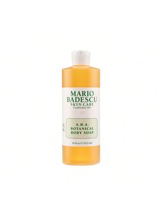 Mario Badescu A.H.A. Botanical Body Soap (472ml) 
Skin rejuvenating with rich plant and fruit extract! With gentle AHA, it helps to remove old dull skin cells and promote a smooth complexion.Product Features:•Improving dull and rough skin: enriched with gentle AHA, old dull skin cells are removed for a delicate and smooth skin complexion.•Nourishing and soothing: tilia cordata flower extract and ginseng root extract help to soothe skin to be free from redness and dryness, leaving it supple and radiant.•User-friendly: it is suitable for different types of skin. The foam is delicate and with pleasant scent. Designed with innovative plump, it allows precise amount of soap to be squeezed.Ingredients :•Grapefruit Extract: softening skin •Tilia Cordata Flower Extract: nourishing and brightening Tilia Cordata, Ginseng Root, Shower Scrub, Mario Badescu Skin Care, Types Of Skin, Mario Badescu, Skin Complexion, Rough Skin, Body Soap