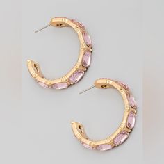 Light Pink Rhinestone Hoop Earrings Chic Pink Small Hoop Earrings, Chic Small Hoop Pink Jewelry, Chic Small Pink Hoop Earrings, Chic Small Pink Hoop Jewelry, Chic Pink Hoop Jewelry, Elegant Pink Metal Hoop Earrings, Pink Small Hoop Metal Earrings, Pink Small Hoop Earrings In Metal, Small Hoop Pink Metal Earrings