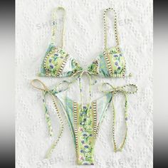 Green Paisley Side-Tie Bikini Nwt - Never Worn. Still Has Hygienic Liner. Adjustable Straps Size Xs Purchased For Vacay, Never Even Packed It! Bohemian Tie Back Swimwear For Beach Season, Bohemian Tie-back Swimwear For Beach Season, Beachwear Swimwear With Paisley Print And Triangle Top, Spring Paisley Print Beachwear Swimwear, Spring Beachwear With Paisley Print, Fitted Bohemian Swimwear With Floral Print, Bohemian Floral Print Fitted Swimwear, Vacation Triangle Top Swimwear With Paisley Print, Paisley Print Triangle Top Swimwear For Vacation