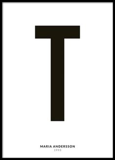 a black and white poster with the letter t in it's center, against a white background