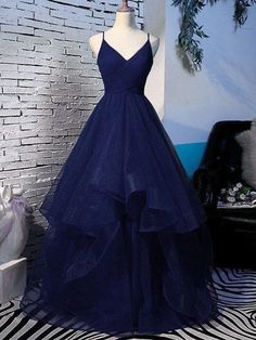 Shiny V Neck Navy Blue Long Prom Dresses, Fluffy Navy Blue Formal Evening Dresses, y Ball Gown Navy Blue Evening Dress, Sparkly Ball Gown, Navy Blue Formal Dress, Navy Blue Prom Dress, Blue Formal Dress, Navy Blue Prom Dresses, Princess Prom Dresses, Stunning Prom Dresses, Blue Dress Formal