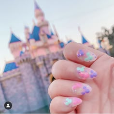 Bright Disney Nails, Disney Balloon Nails, Pastel Disney Nails, Disneyland Nails Designs, Disney Theme Nails, Disney Cruise Nails