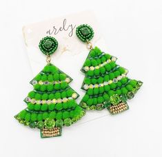 Christmas Jewelry Christmas Earrings Christmas Themed | Etsy Green Beaded Earrings For Christmas, Green Beaded Earrings For Christmas Party, Green Beaded Earrings For Holidays, Football Jewelry, Tree Earrings, Christmas Tree Earrings, Pumpkin Earrings, Earrings Christmas, Fall Earrings