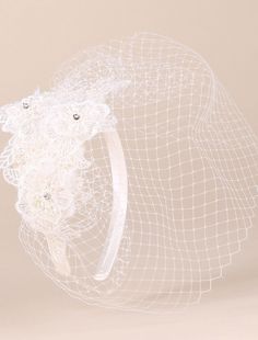 Headwear Net Veil Hat Wedding Casual Tea Party Valentine's Day Horse Race Retro Romantic Classic With Tulle Face Veil Headpiece Headwear Adjustable Tulle Fascinator For Wedding, Adjustable Tulle Wedding Fascinator, Elegant Tulle Mini Hats For Wedding, White Summer Wedding Headband, Elegant Tulle Hair Accessories For Wedding, Adjustable Tulle Headpiece For Wedding, Elegant Lace Headpieces For Party, Fitted Tulle Hats For Weddings, Elegant Lace Party Headpieces