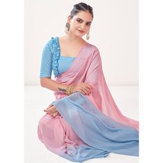 Peach & sky blue saree is made from pure georgette fabric which is highlighted with beautiful dyed ombre printed work as shown. comes along with unstitched art silk blouse piece which you can customise as per your design/style. Occasion - You can wear this saree for parties and functions, outing and get-together. Note:- the actual product may differ slightly in color and design from the one illustrated in the images when compared with computer or mobile screen. Measurements: Saree : Georgette : Sky Blue Saree, Saree Georgette, Blue Saree, Mobile Screen, Georgette Saree, Georgette Fabric, Georgette Sarees, Blue Print, Blouse Piece