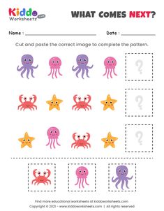 worksheet for children to learn how to count the numbers with octopus and starfish