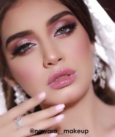 Pink Pageant Makeup, Makeup For Fusia Dress, Pink Bridal Makeup For Brown Eyes, Pink Silver Eye Makeup, Dusty Pink Makeup Look, Makeup For Fuchsia Dress, Pink Wedding Makeup Brides, Dusty Rose Makeup Look