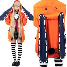 Brand New Women's Anime Cosplay Orange Hoodie With Bunny Ears And Tail, New Still In Bag. Winter Hooded Anime Cosplay Costume, Winter Anime Cosplay Costume With Hood, Anime Style Hooded Cosplay Costume For Halloween, Hooded Anime Cosplay Costume For Halloween, Harajuku Hoodie For Halloween Cosplay, Harajuku Style Hoodie For Halloween Cosplay, Anime Style Hooded Cosplay Costume, Harajuku Style Hoodie For Cosplay In Winter, Harajuku Style Hoodie For Winter Cosplay