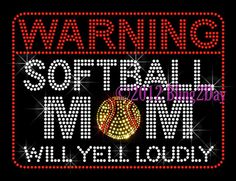 a neon sign that says warning softball mom will play today