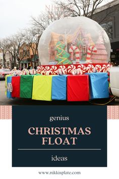 an inflatable christmas float with candy canes on it and the words genius christmas float ideas