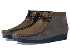 Clarks Shacre Boot - Men's Shoes : Dark Grey Textile : Retro style meets comfort in the Clarks Shacre Boot Features a classic wallabee construction and this is sure to be your favorite in your closet in no time. Suede or leather uppers in a wallabee moccasin style. Lace up closure in front. Raised stitching design. Cushioned insole. Crepe outsole for extra cushioning. Available in five color options. Imported. Measurements: Heel Height: 1 1 4 in Weight: 15 oz Product measurements were taken usin Casual High-top Leather Moccasins, Clarks Wallabees Men, Smart Casual Boots, Clarks Wallabee, Clarks Wallabees, Men's Clarks, Moccasins Style, Mens Boots Fashion, Synthetic Rubber