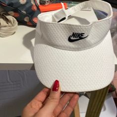 Nike Tennis Visor Hat For Women One Size White Nike Casual Visor Hat, Casual Nike Visor Hat, Nike Summer Cap, Nike Adjustable Spring Hats, White Sports Visor Sun Hat, White Visor Sun Hat For Sports, White Outdoor Visor For Spring, White Spring Outdoor Visor, Nike Cap For Spring