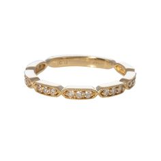 .25ct Diamond 14K Yellow Gold Milgrain Band Circle Monogram, Jewel Box, Brilliant Diamond, Hand Engraving, Diamond Bands, Round Brilliant, Gold Diamond, Gold Bracelet, Ring Size