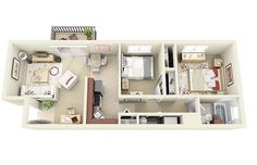 the floor plan of a two bedroom apartment