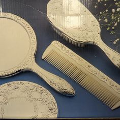 3 Peice Set From Hong Kong Still In The Box. 1 Comb, Brush, And Mirror Never Used. Heavy And In Excellent Condition. Dresser Set, Vanity Mirrors, Dresser Sets, Source Unknown, Bath Vanities, Vanity Mirror, Comb, Shop House, Antique Silver