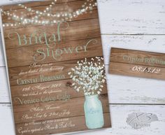 rustic mason jar and baby's breath flowers bridal shower