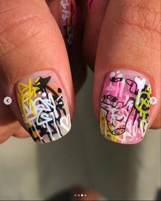 Street Art Nails, Grafitti Nails, Graffiti Nail Art, Harry Potter Nail Art, Winter Nail Art Designs, Graffiti Nails