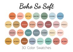 the color swatches for boho so soft