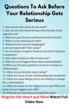 Questions To Ask Before Your Relationship Gets Serious #relationshiptips #dating Questions To Ask Yourself Before Getting Into A Relationship, Talking Phase, Romantic Wedding Vows, Couple Therapy, Hero Instinct, Serious Questions, Conversation Starters For Couples, Marriage Meaning