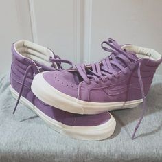 Worn Less Than 3 Times, So Shoe Basically Looks Brand New. Sole Looks Brand New, See Pictures Attached. Upper Is Made Out Of Incredible Soft Suede And Shows No Signs Of Damage. Mens Size 9.0 And Women's Size 10.5. Purple Suede Lace-up Sneakers, Casual Purple Suede Sneakers, Purple Vans High-top Sneakers, Trendy Purple Vans Sneakers, Mist Color, Vans Vault, Sk8 Hi, Womens Vans, Soft Suede