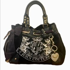 Juicy Couture Purse Black Leather Velour Vintage Y2K Hand Bag Juicy Couture Purse, Juicy Couture Handbags, Christian Audigier, Wholesale Handbags, Juicy Couture Bags, Couture Bags, Hermes Handbags, Iconic Bags, Burberry Handbags