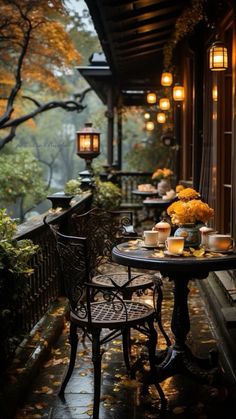 Fall Tea Time, Cozy Places Aesthetic, Cozy Dark Aesthetic, Tea House Interior, Rain And Coffee, Rainy Fall, Cozy Cafe, Tables And Chairs, Cozy Place