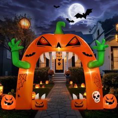 an inflatable arch decorated with halloween decorations