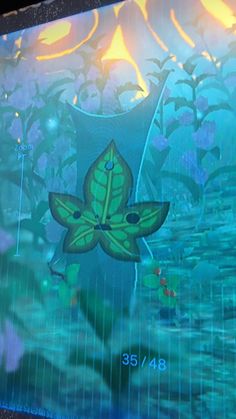 an image of a painting on the side of a building that is blue and green