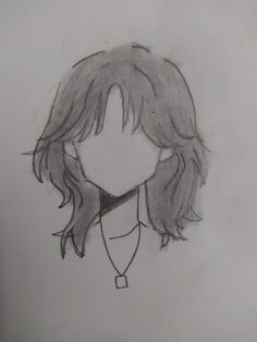 a drawing of a person with long hair and a collared shirt, looking to the side