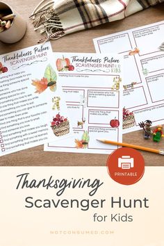 thanksgiving scavenger hunt for kids with free printables to help them learn