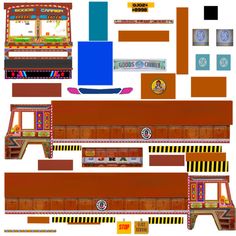 an image of a paper model of a carnival ride with different colors and designs on it