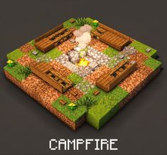 an image of a computer game with the words campfire on it's side