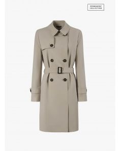 Permanent Collection Double breasted closure with 6 buttons Belt in matching fabric Back vent Fully lined Cinzia Rocca Icons metal logo  Notch collar Set-in sleeves On-seam side pockets Belted cuffs with button Grey Trench Coat