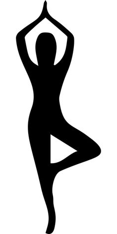 the silhouette of a woman doing yoga poses with her arms in the air and hands behind her head