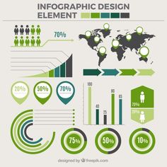 info graphic design elements with green and gray colors