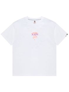 white cotton logo print at the chest graphic print to the rear crew neck short sleeves straight hem Bathing Ape, A Bathing Ape, Cotton Logo, Jersey Shirt, Pima Cotton, Shirt Price, Logo Print, Stretch Cotton, Cotton T Shirt