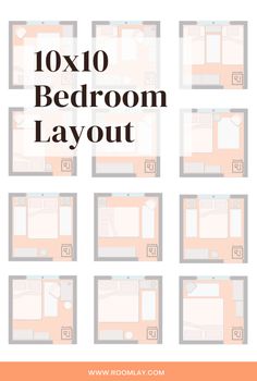 the 10x10 bedroom layout is shown in orange and white