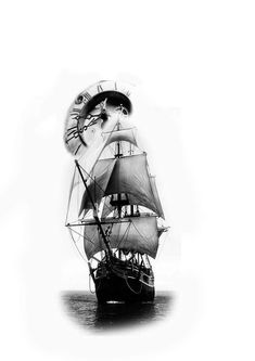 a black and white photo of a sailboat