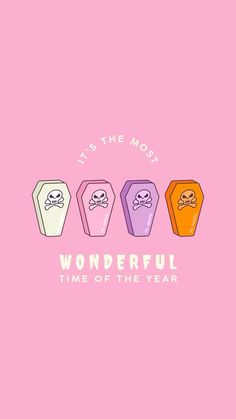 three different colored boxes with the words wonderful time of this year on it's pink background