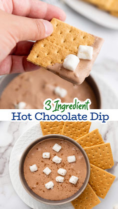 hot chocolate dip with marshmallows and graham crackers