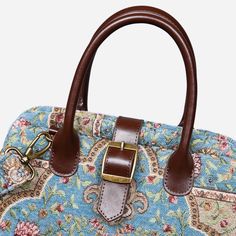 With a nod to the Victorian era, MCW’s freshly combines the classic and elegant design of the traditional carpet bag with a textural and tactile twist.The main body of purse-sized bags is made with thick chenille carpets. The handles and belts are genuine leather with heavy cotton canvas lining. Six bronze stands at the bottom allow the bag to stand stably. Every bag comes with a detachable and adjustable shoulder strap (55 inches) made from the same chenille as the bag and fixed with high-quali Vintage Blue Bag With Leather Handles, Vintage Blue Bags With Leather Handles, Rectangular Tapestry Shoulder Bag With Leather Handles, Top Handle Tapestry Bag With Adjustable Strap, Tapestry Satchel With Leather Handles, Rectangular Tapestry Satchel With Leather Handles, Rectangular Tapestry Bag With Leather Handles, Rectangular Tapestry Satchel With Detachable Handle, Victorian Carpet