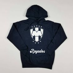 Monterrey Hoodie Rayados Pullover Cotton,Polyester NAVY color Adult Unisex Hoodie Navy Sporty Hoodie With Kangaroo Pocket, Navy Crew Neck Sports Hoodie, Navy Crew Neck Hoodie For Sports, Navy Sports Hoodie For Winter, Navy Sports Hoodie, Navy Hoodie With Adjustable Hood, Navy Sweatshirt With Double-lined Hood For Streetwear, Sporty Navy Hoodie With Adjustable Hood, Navy Fleece Hoodie