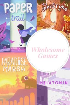 four different children's books with the title, wholesome games