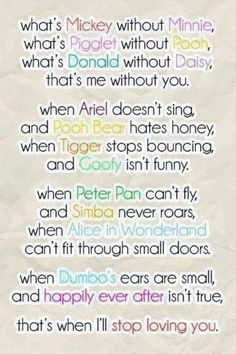 the quote from disney's movie, which is written in different colors and font