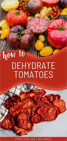 how to dehydraate tomatoes with text overlay