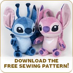 two small stuffed animals sitting next to each other with the text, free sewing pattern