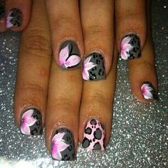 Nails Crazy Nail Designs, Grey Nail Designs, Girls Nail Designs, Disney Acrylic Nails, Different Nail Designs, Halloween Acrylic Nails, Leopard Print Nails, Gel Nails Diy