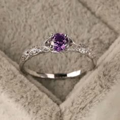 Nwt- Exquisite Purple Cubic Zirconia Ring With Simple Design Titanium-Alloy-Silver There Are 2 Sizes Left 1 In Size 9 1 In Size 10 Purple Wedding Rings, Purple Engagement Rings, Antique Promise Rings, Cute Promise Rings, Amethyst Wedding Rings, Pretty Engagement Rings, Amethyst Ring Engagement, Cute Engagement Rings, Purple Rings