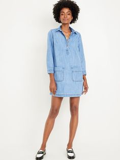 Jean Popover Shirt Dress | Old Navy Jean Dress, Popover Shirt, Old Navy Jeans, Toddler Boys, Capsule Wardrobe, Jumpsuit Dress, Old Navy, Fashion Forward, Fall Outfits